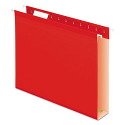 Pendaflex Extra Capacity Reinforced Hanging File Folders with Box Bottom, Letter Size, 1/5-Cut Tab, Red, 25/Box (ESS4152X2RED)