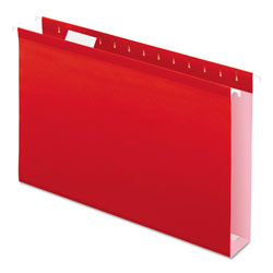 Pendaflex Extra Capacity Reinforced Hanging File Folders with Box Bottom, Legal Size, 1/5-Cut Tab, Red, 25/Box (ESS4153X2RED)