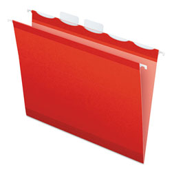Pendaflex Ready-Tab Colored Reinforced Hanging Folders, Letter Size, 1/5-Cut Tab, Red, 25/Box (ESS42623)