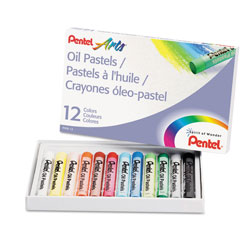 Pentel Oil Pastel Set With Carrying Case,12-Color Set, Assorted, 12/Set