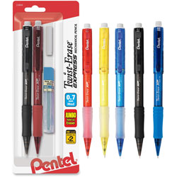 Pentel Mechanical Pencil, Refillable Lead/Eraser, .7mm, Asst