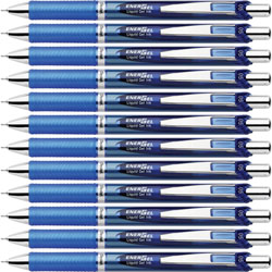Pentel Gel Pen, Retractable/Refillable, Needle Tip, 0.5mm, 12/BX, Blue Ink