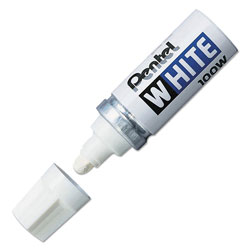 Pentel Permanent Marker, Broad Bullet Tip, White (PEN100W)