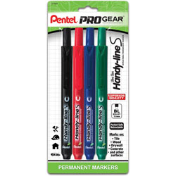Pentel PROGear 3.0mm Ultra Slim Hand-lines Marker, 3 mm Marker Point Size, Bullet Marker Point Style, Refillable, Retractable, 4/Pack