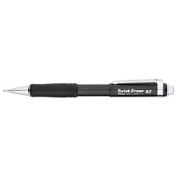 Pentel Twist-Erase III Mechanical Pencil, 0.7 mm, HB (#2.5), Black Lead, Black Barrel (PENQE517A)
