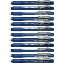 Pentel Clic Retractable Erasers, Refillable, 12/BX, Blue Barrel