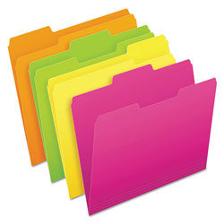 Pendaflex Glow File Folders, 1/3-Cut Tabs, Letter Size, Assorted, 24/Pack