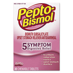 Pepto Bismol™ Chewable Tablets, Original Flavor, 30 Per Box, 24/Case, 720 Total