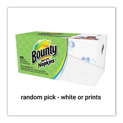 Bounty Quilted Napkins, Prints/White Assorted, 200 Per Pack