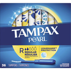 Tampax Pearl Regular Tampons - Plastic Applicator - 36/Box - 12 / Carton - Anti-leak, Comfortable, Unscented