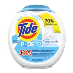 Tide PODS Laundry Detergent Liquid Pacs, High Efficiency Compatible, Free & Gentle, 72 Per Pack, 4/Case, 288 Total