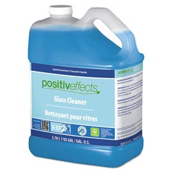 PositivEffects Glass Cleaner, Unscented, 1 gal Bottle, 4/Carton