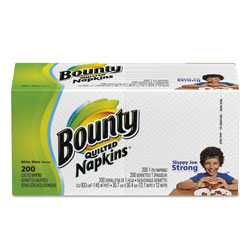 Bounty Quilted Napkins, White, 200 Per Packs, 8/Case, 1600 Total