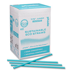 phade™ Marine Biodegradable Straws, 7.75 in, Ocean Blue, 6,000/Carton