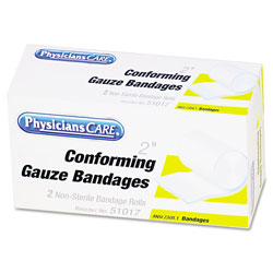 Physicians Care First Aid Conforming Gauze Bandage, 2" wide, 2 Rolls/Box (FAO51017)