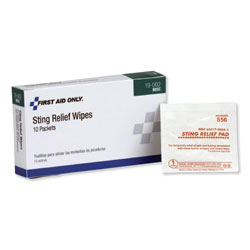 Physicians Care First Aid Sting Relief Pads, 10/Box (ACM51002)