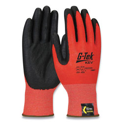 G-Tek® KEV Hi-Vis Seamless Knit Kevlar Gloves, Large, Red/Black