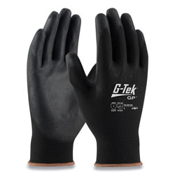 G-Tek® GP Polyurethane-Coated Nylon Gloves, Large, Black, 12 Pairs