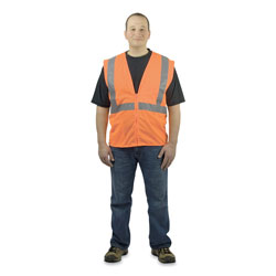 PIP ANSI Class 2 Four Pocket Zipper Safety Vest, Polyester Mesh, Hi-Viz Orange, X-Large