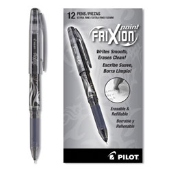 Pilot FriXion Point Erasable Stick Gel Pen, Extra-Fine 0.5mm, Black Ink, Black Barrel