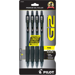 Pilot Black Refillable Retractable Gel Pen, Fine