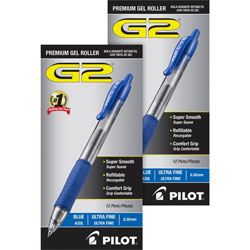 Pilot Retractable Pens, Ultra Fine, Clear Barrel/Blue Ink