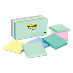 Post-it® Original Pads in Beachside Cafe Collection Colors, 3 in x 3 in, 100 Sheets/Pad, 12 Pads/Pack