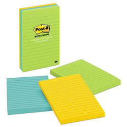 Post-it® Original Pads in Floral Fantasy Collection Colors, Note Ruled, 4" x 6", 100 Sheets/Pad, 3 Pads/Pack (MMM6603AU)