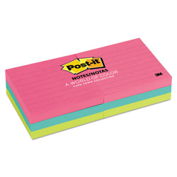 Post-it® Original Pads in Poptimistic Collection Colors, Note Ruled, 3" x 3", 100 Sheets/Pad, 6 Pads/Pack (MMM6306AN)