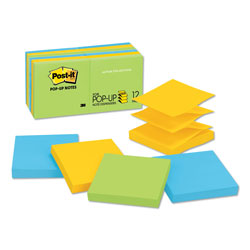 Post-it® Original Pop-up Refill Value Pack, 3" x 3", Floral Fantasy Collection Colors, 100 Sheets/Pad, 12 Pads/Pack