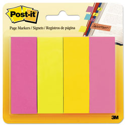 Post-it® Page Flag Markers, Assorted Brights, 50 Strips/Pad, 4 Pads/Pack