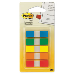 Post-it® Page Flags in Portable Dispenser, Assorted Primary, 20 Flags/Color (MMM6835CF)