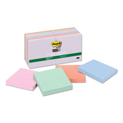 Post-it® Recycled Notes in Wanderlust Pastels Collection Colors, 3 in x 3 in, 90 Sheets/Pad, 12 Pads/Pack