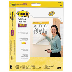 Post-it® Self-Stick Wall Pad, Manuscript Format (Primary 3 in Rule), 20 White 20 x 23 Sheets, 2/Pack