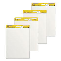 Post-it® Vertical-Orientation Self-Stick Easel Pad Value Pack, Unruled, 30 White 25 x 30 Sheets, 4/Carton (MMM559VAD)