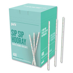Perk™ Wrapped White Paper Straws, 9 in, White, 400/Pack