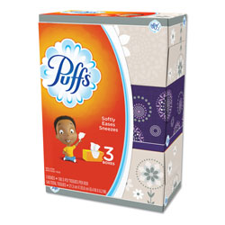 Puffs Facial Tissue, White, 3 Box Pack, 180 Sheets Per Box, 8/Case, 4320 Sheets Total