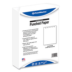 Printworks™ Professional Punched Paper, Silver-Ion-Treated, 92 Bright, 5-Hole Punched, 20lb Bond Weight, 8.5 x 11, White, 500/Ream, 5 Reams/Carton