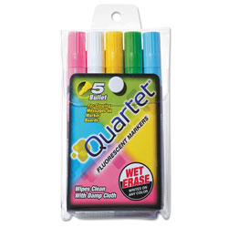 Quartet® Glo-WriteFluorescent Marker Five-Color Set, Medium Bullet Tip, Assorted Colors, 5/Set