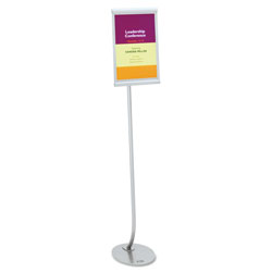 Quartet® Designer Sign Stand, Silver Aluminum Frame, 11 x 17