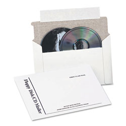 Quality Park Disk/CD Foam-Lined Mailers, Square Flap, Redi-Strip Closure, 8.5 x 6, White, 25/Box