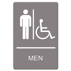 Quartet® ADA Sign, Men Restroom Wheelchair Accessible Symbol, Molded Plastic, 6 x 9, Gray (USS4815)