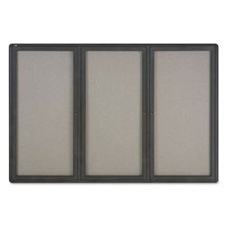 Quartet® Enclosed Fabric-Cork Board, 72 x 48, Gray Surface, Graphite Aluminum Frame