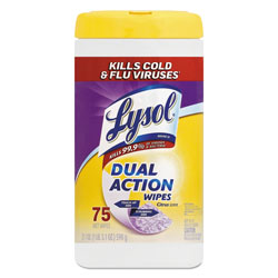 Lysol Dual Action Disinfecting Wipes, Citrus, 7 x 8, 75/Canister