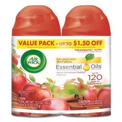 Air Wick Freshmatic Ultra Spray Refill, Apple Cinnamon Medley, Aerosol, 5.89 oz, 2/Pack, 3 Packs/Carton