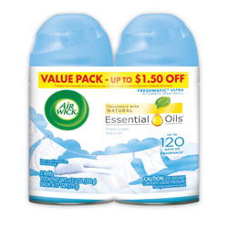 Air Wick Freshmatic Ultra Spray Refill, Fresh Linen, Aerosol, 5.89 oz, 2/Pack, 3 Packs/Carton