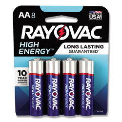 Rayovac High Energy Premium Alkaline AA Batteries, 8/Pack