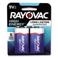 Rayovac High Energy Premium Alkaline 9V Batteries, 2/Pack