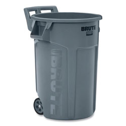 Rubbermaid Vented Wheeled Brute Container, 44 gal, Plastic, Gray
