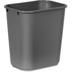 Rubbermaid Deskside Wastebasket, 7 gal Capacity, Gray, 12/Carton